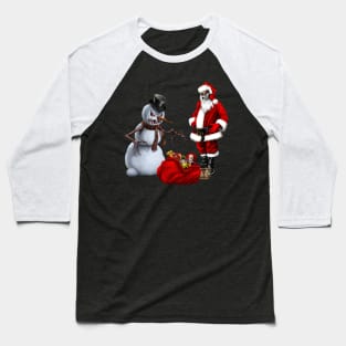 Dark christmas time with creepy Santa Claus and snowman Baseball T-Shirt